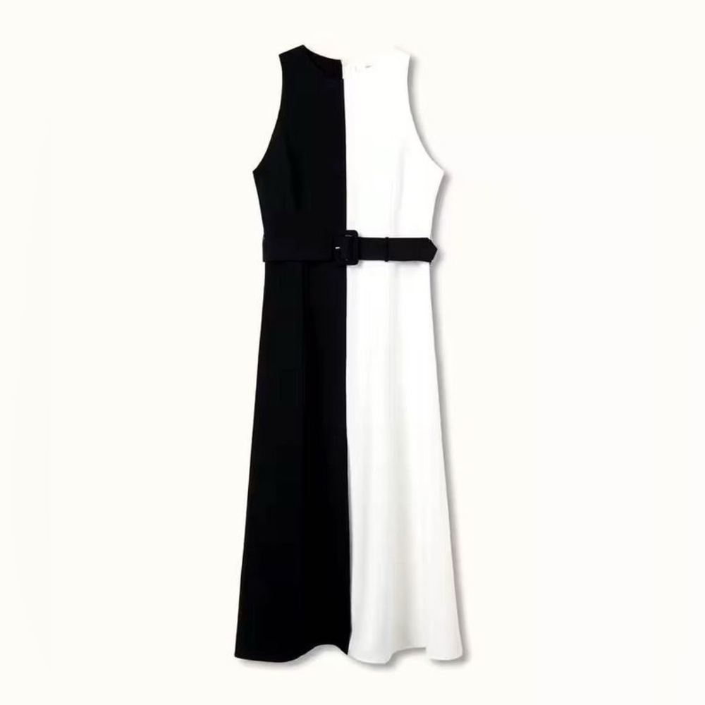 Stunning Mango Black and White Dress with Belt